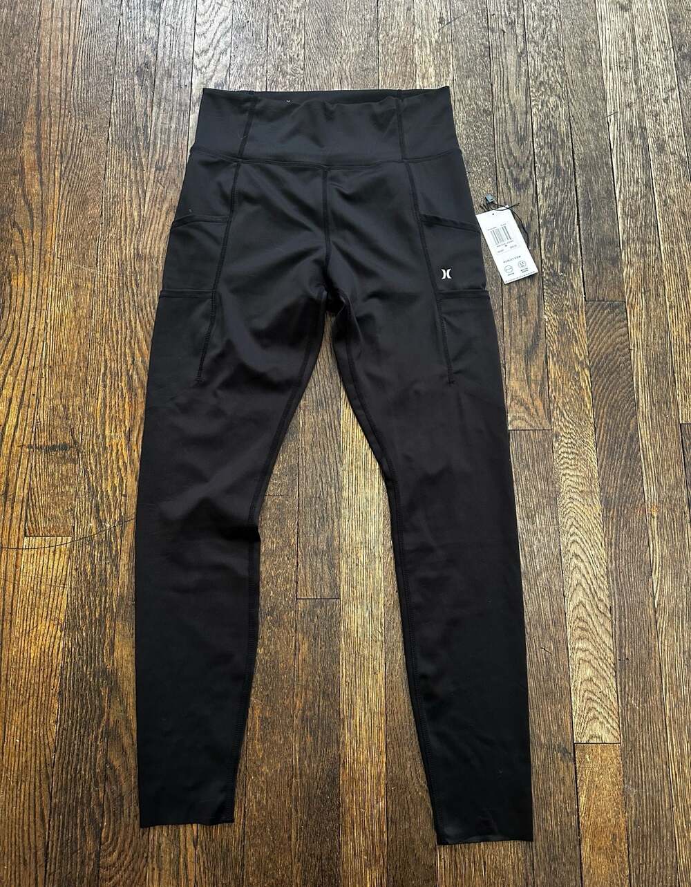 New Hurley Women's Raw Edge Pocket Leggings Black Size M